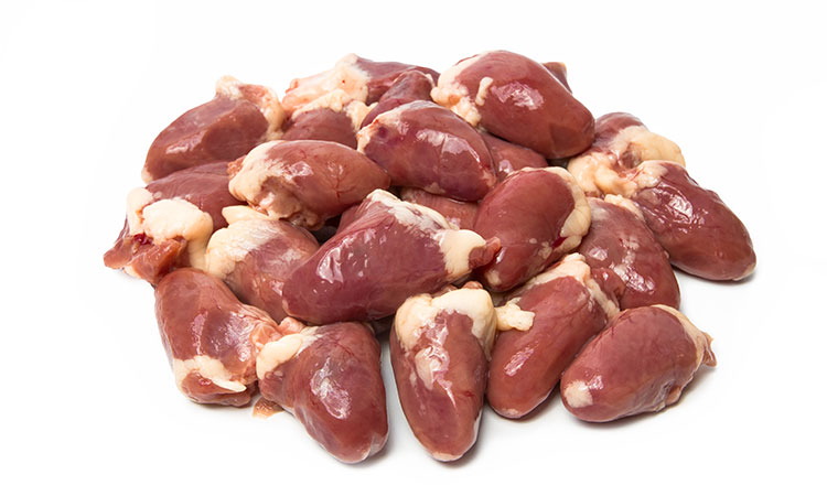 A pile full of turkey hearts